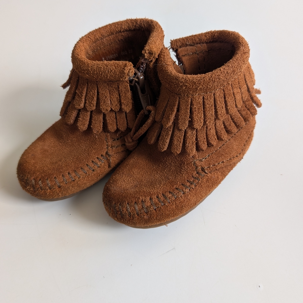 Brown Suede Kids Moccasin Boots